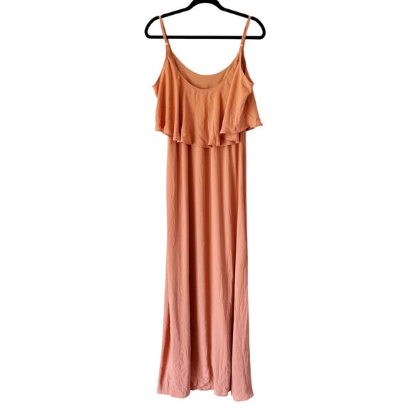 Show Me Your Mumu Caitlyn Ruffle Maxi Dress Rustic Mauve Crisp Dress Size Large - Picture 5 of 8